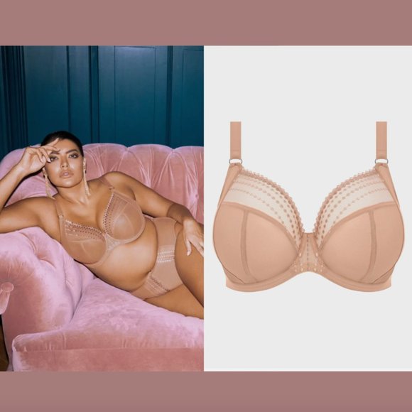 NEW $70 Elomi [ 36K ] Matilda Full Figure Underwire Plunge Bra Cafe Nude #5833‎